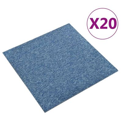 vidaXL Teppichfliesen 20 Stk. 5 m² 50x50 cm Blau