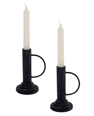 Metall Kerzenhalter schwarz 15 cm - 2er Set - Stab Tafel Kerzen Leuchter Ständer