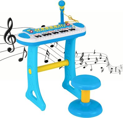 Kinder-Keyboard mit 31 Tasten, tragbares Musikinstrument mit Mehreren Sounds & Lichte