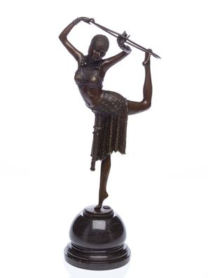 Bronzeskulptur Tänzerin mit Ring Artdeco Bronze Figur Skulptur 54cm sculpture