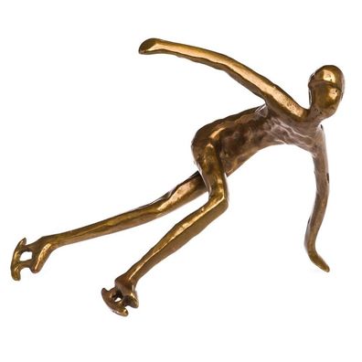 Skulptur Schlittschuhläufer Eisschnelllauf Antik-Stil Bronze Figur Pokal Trophäe