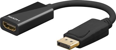 goobay DisplayPort auf HDMI Adapterkabel 1.2 vergoldet schwarz 0,1 m