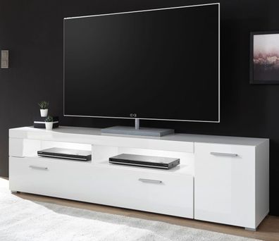 Lowboard Flat-TV Unterschrank TV Board weiß Hochglanz Stauraum 180 cm Crucero