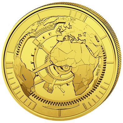Schweiz 25 Franken Gold 2022 Uhrenindustrie Timemachine Goldmünze PP im Etui