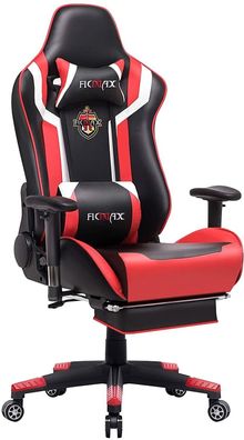 FICMAX Gaming Stuhl Ergonomischer Gaming Drehstuhl PC Racer Fußstütze Massage