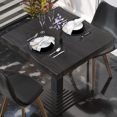 PERU | Tischplatte Baumkante | 70x70cm | Wenge Schwarz | Gastro Massivholzplatte