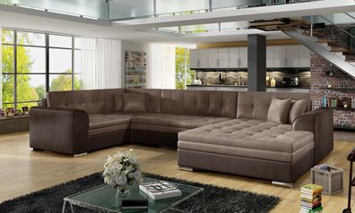 Damario Couchgarnitur in U Form Sofa mit Schlaffunktion Couch Wohnlandschaft Polst