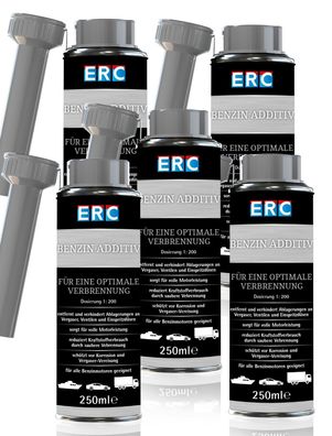 5 x 250 ml ERC Benzin Sprit Additiv für alle Benzinmotoren Systemreinigung