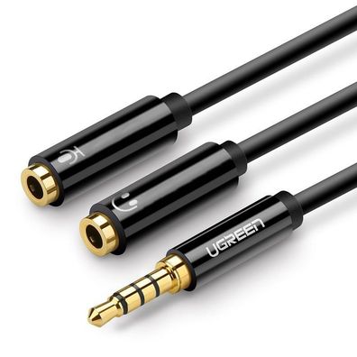 Ugreen Kabel Kopfhörersplitter 3,5 mm Miniklinke AUX Mikrofon 20 cm (Mikrofon + ...