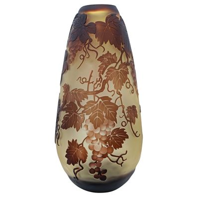 Vase Replika nach Galle Gallé Weinreben Glas Antik-Jugendstil-Stil Kopie c12