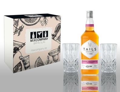 Tails Cocktails Geschenkset Passion Fruit Martini 1L (14,9% Vol) mit 2 Longdrin