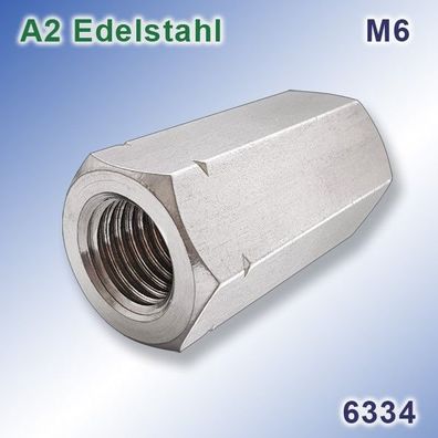Sechskantmutter M6 3xd DIN 6334 | A2 Edelstahl | Hexagon Nuts | Stainless Steel 304