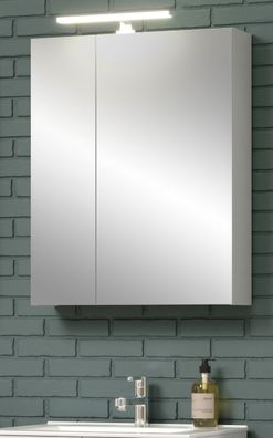 Bad Spiegelschrank Badezimmer Spiegel Schrank weiß 60 cm Möbel Riva Beleuchtung