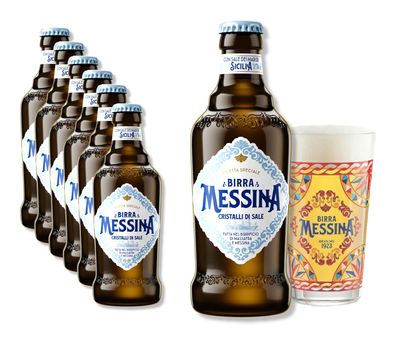 6 x Birra Messina Cristalli di Sale - Messina Salzkristalle Bier