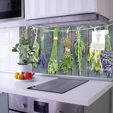 banjado® Küchenrückwand aus gehärtetem Glas magnetisch Motiv Acht Kräuter