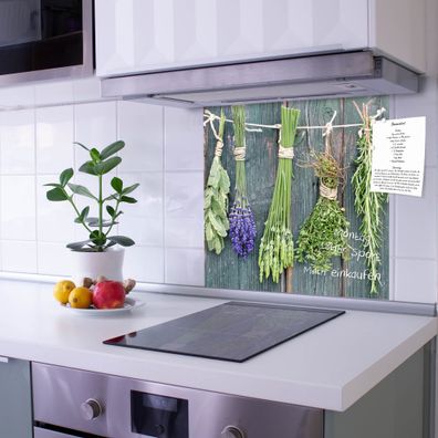 banjado® Küchenrückwand aus gehärtetem Glas magnetisch Motiv Acht Kräuter