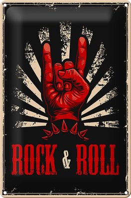 Blechschild Retro 20x30 cm Rock &amp; Roll Musik Metall Deko Schild tin sign