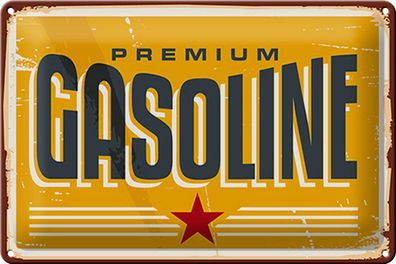 Blechschild Retro 30x20cm Premum Gasoline Tankstelle Benzin Deko Schild tin sign