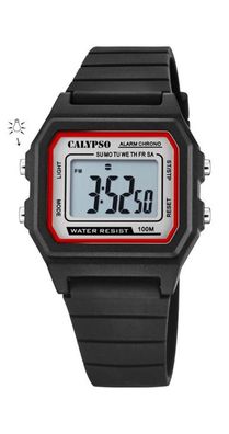 Calypso Digital Crush Armbanduhr Silikonband schwarz Datum K5805/4