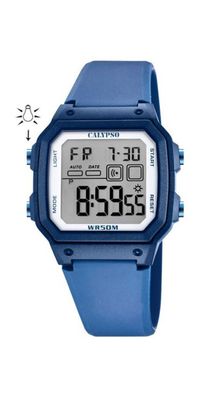 Calypso Digital Crush Armbanduhr Silikonband blau Datum Alarm K5812/1
