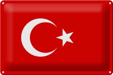 Blechschild Flagge Türkei 30x20 cm Flag of Turkey Deko Schild tin sign