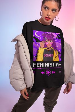 Bio Damen T-Shirt Oversize Feminist AF Poisin Anime Manga Cosplay E Girl Otaku