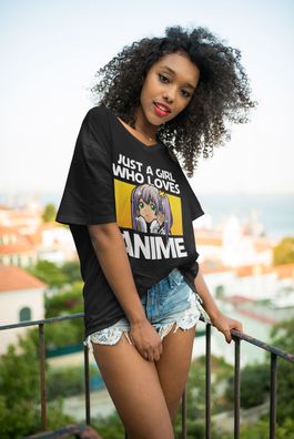 Bio Damen T-Shirt Oversize Just a Girl Who Love Anime Cosplay E Girl Otaku