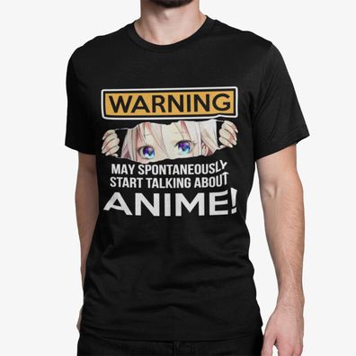 Bio Baumwolle Herren T-Shirt Warning My Spontaneously Start Talking about Anime