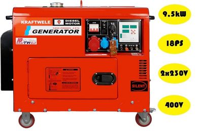 Notstromaggregat Stromerzeuger Diesel 9500W 3-Phasen E-Start 400V 230V AVR ATS