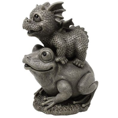 Gartenfigur Gartendrache - Modell Frog - Fantasy Figur Deko Drache süß
