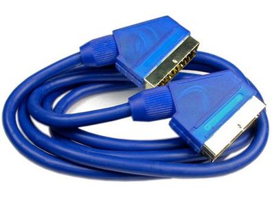Scart-Kabel 3,0m blau, vergoldet