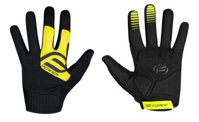 Handschuhe FORCE MTB POWER gelb-schwarz + 15 °C plus