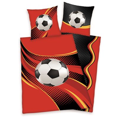 Herding Bettwäsche Fußball Kissenbezug 80 x 80 cm und Bettbezug 135 x 200 cm