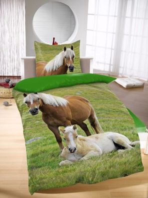 Bettwäsche mit Pferd Digitaldruck 135 x 200 cm 80 x 80 cm