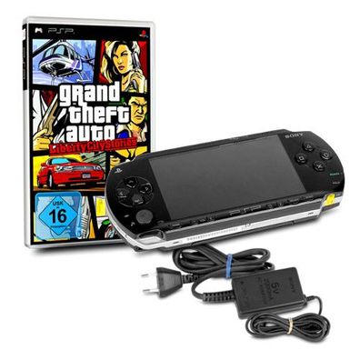 PSP Konsole 1004 in Black / Schwarz #10A + original Ladekabel + Spiel Grand Theft ...