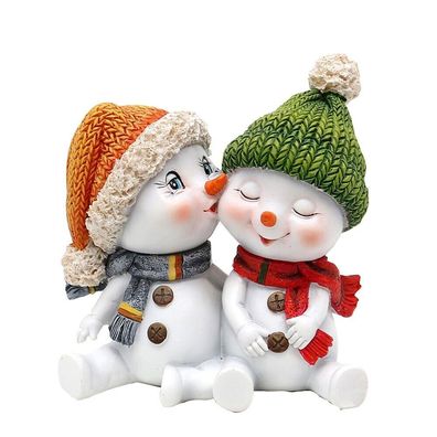 Lustige Schneekinder Küsschen Kuss | Schneemann Schneemänner Polyresin-Figur