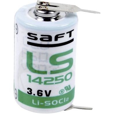 Saft Batterie LS14250 1/2 AA Lithium-Thionylchlorid 3,6 V mit Print Pin 1 + / -