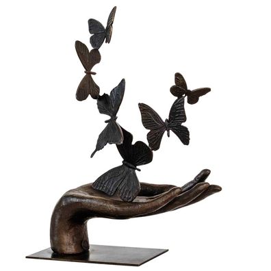 Bronzeskulptur Hand Schmetterling im Antik-Stil Bronze Figur 36cm