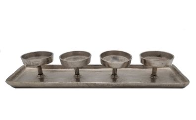 Aluminium Kerzenhalter für 4 Kerzen - ca. 44 x 12 cm - Deko Advents Kerzenständer