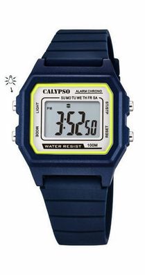 Calypso Digital Crush Armbanduhr Silikonband blau Datum Alarm K5805/3
