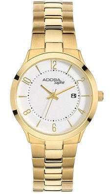Adora Saphir > Damenuhr gelbgoldfarben Armbanduhr Ø 30mm Titan 5 bar