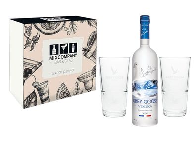 Geschenkset - Grey Goose Vodka 0,7l 700ml (40% Vol) + 2x Cocktail Gläser