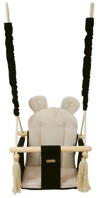 Babyschaukel - Babyschaukel - mit Ohren - max. 20 kg - Schwarz, Creme