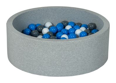 Bällebad 90 cm mit 150 Bällen weiß, blau & grau