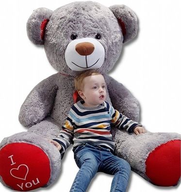 Riesiger großer Teddybär Kuscheltiere 75 x 85cm - grau-rot