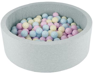 Bällebad – 150 Bälle – rund – Bällebad 90 x 30 cm – rosa, blaue, gelbe (Pastell)