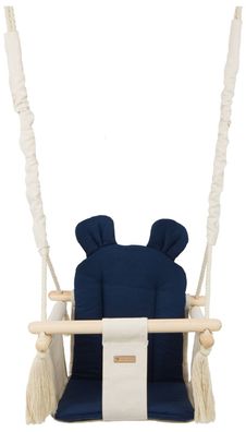 Babyschaukel - Babyschaukel - mit Ohren - max. 20 kg - Creme, Marine