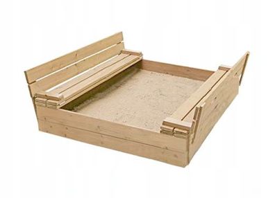 Sandkasten aus Holz - zusammenklappbarer Sandkasten - 120x120 cm