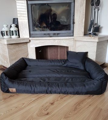 Hundebett schwarz 90x60 cm - waschbares Hundekissen - wasserdichtes Hundebett