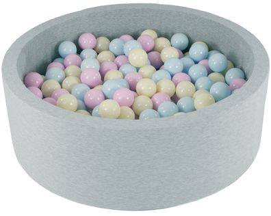 Bällebad – 300 Bälle – rund – Bällebad 90 x 30 cm – rosa, blaue, gelbe (Pastell)